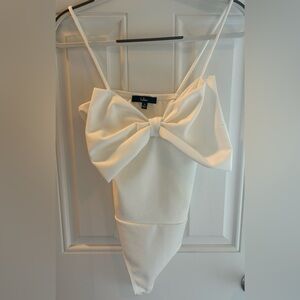 Lulus Adorably Iconic White Bow Front